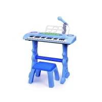Orga electrica pentru copii 37 clape cu micofon si scaunel albastru