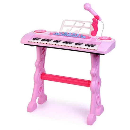 Orga electrica pentru copii 37 clape cu micofon si scaunel roz