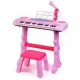 Orga electrica pentru copii 37 clape cu micofon si scaunel roz