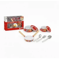 Set de joaca vase bucatarie din otel decorat 8 piese