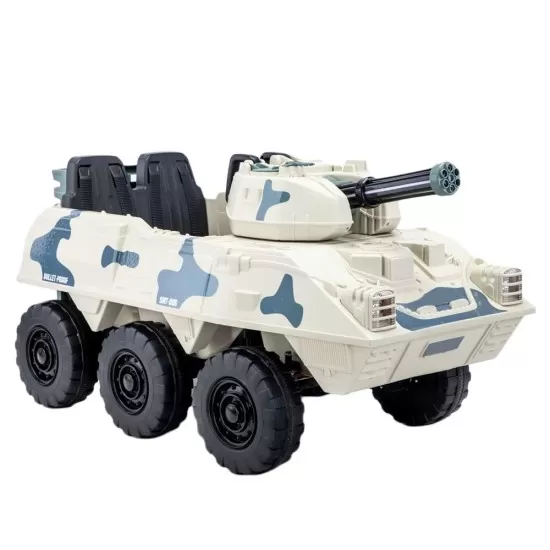 Tanc electric pentru copii cu telecomanda si 4 motoare 12V Crem Tanc electric pentru copii cu telecomanda si 4 motoare 12V Crem