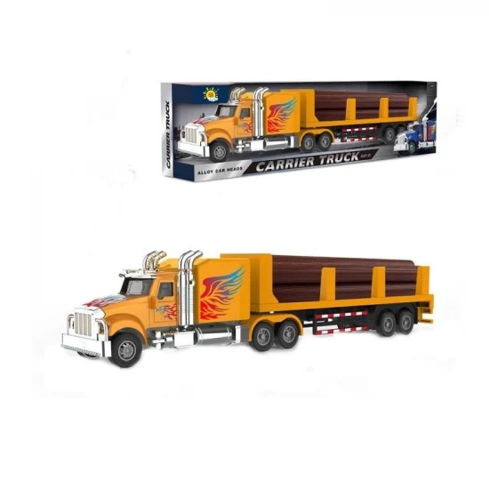 Tir metalic 33 cm cu sunete, lumini si lemne Carrier Truck 