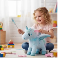 Unicorn de plus electric cu functie inregistrare, atingere, melodii, lumini si accesorii