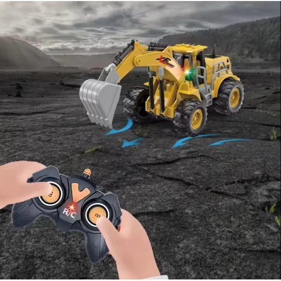 Utilaj excavator cu telecomanda, lumini si functie fum, incarcare USB Utilaj excavator cu telecomanda, lumini si functie fum, incarcare USB