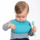 Bavetica din silicon moale cu buzunar colector pentru bebelusi, reglabila, albastra, Reer Eat`n Tidy Bavetica din silicon moale cu buzunar colector pentru bebelusi, reglabila, albastra, Reer Eat`n Tidy