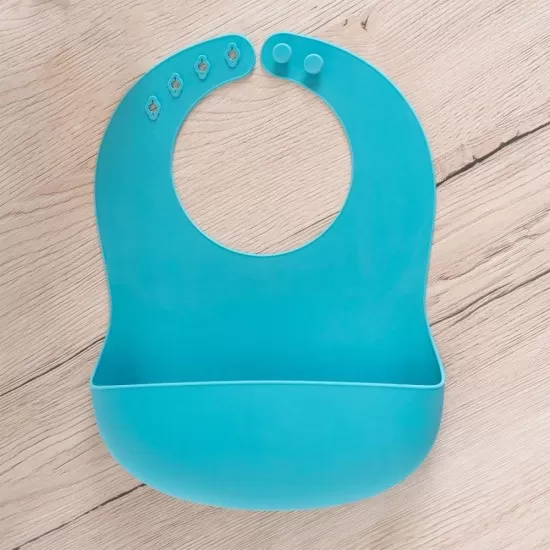 Bavetica din silicon moale cu buzunar colector pentru bebelusi, reglabila, albastra, Reer Eat`n Tidy Bavetica din silicon moale cu buzunar colector pentru bebelusi, reglabila, albastra, Reer Eat`n Tidy