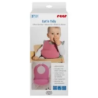 Bavetica din silicon moale cu buzunar colector pentru bebelusi, reglabila, roz, Reer Eat`n Tidy