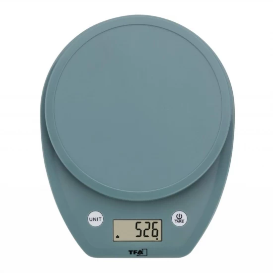 Cantar digital de bucatarie Mochi cu display LCD, capacitate 5 kg, turcoaz, TFA 50.2007.20