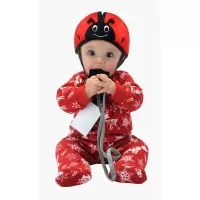 Casca protectie bebelusi cu spuma flexibila ultrausoara si reglabila, 7-24 luni, rosie, SafeHead Baby Ladybird