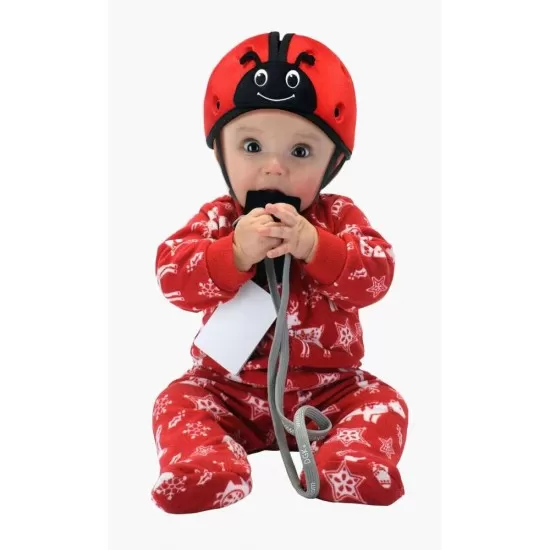 Casca protectie bebelusi cu spuma flexibila ultrausoara si reglabila, 7-24 luni, rosie, SafeHead Baby Ladybird