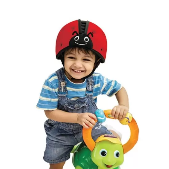 Casca protectie bebelusi cu spuma flexibila ultrausoara si reglabila, 7-24 luni, rosie, SafeHead Baby Ladybird