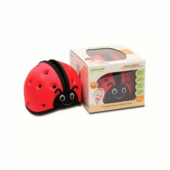 Casca protectie bebelusi cu spuma flexibila ultrausoara si reglabila, 7-24 luni, rosie, SafeHead Baby Ladybird
