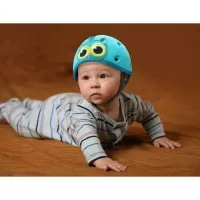 Casca protectie bebelusi cu spuma flexibila, ultrausoara, reglabila, 7-24 luni, albastra, SafeHead Baby Owl