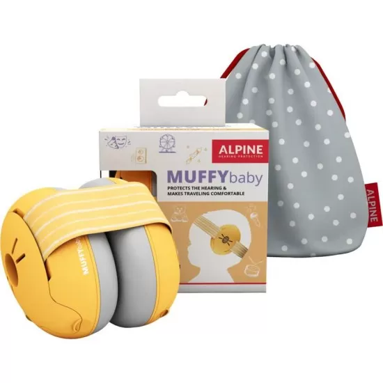 Casti antifonice pentru bebelusi Alpine Muffy Baby Yellow ALP27495