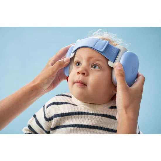Casti antifonice pentru bebelusi si copii pana la 4 ani, protectie auditiva, SNR 24, albastru, ALPINE Muffy Baby Sky Blue