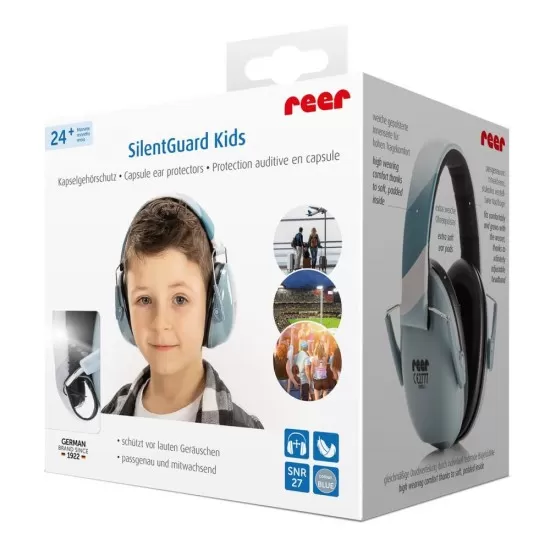 Casti antifonice pentru copii, protectie auditiva, SNR 27, 5+ ani, Reer SilentGuard Kids albastru Casti antifonice pentru copii, protectie auditiva, SNR 27, 5+ ani, Reer SilentGuard Kids albastru