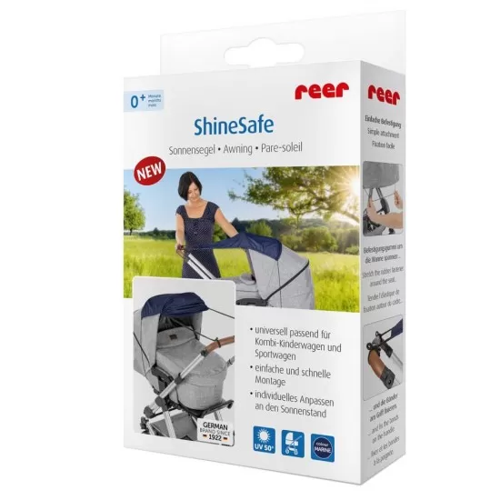 Copertina pentru protectie solara UV 50+, parasolar pentru carucior de copii, model universal, bleumarin, Reer ShineSafe Bleu Copertina pentru protectie solara UV 50+, parasolar pentru carucior de copii, model universal, bleumarin, Reer ShineSafe Bleu