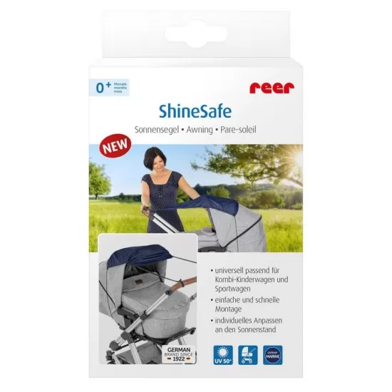Copertina pentru protectie solara UV 50+, parasolar pentru carucior de copii, model universal, bleumarin, Reer ShineSafe Bleu Copertina pentru protectie solara UV 50+, parasolar pentru carucior de copii, model universal, bleumarin, Reer ShineSafe Bleu