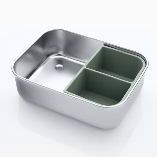 Cutie de pranz pentru alimente, din inox, cu compartimente din silicon, capac din silicon, fara BPA, lavabile in masina de spalat vase, Reer Lunchbox Cutie de pranz pentru alimente, din inox, cu compartimente din silicon, capac din silicon, fara BPA, lavabile in masina de spalat vase, Reer Lunchbox