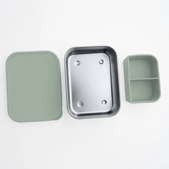 Cutie de pranz pentru alimente, din inox, cu compartimente din silicon, capac din silicon, fara BPA, lavabile in masina de spalat vase, Reer Lunchbox Cutie de pranz pentru alimente, din inox, cu compartimente din silicon, capac din silicon, fara BPA, lavabile in masina de spalat vase, Reer Lunchbox