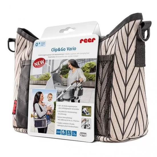 Geanta organizator cu aleza pentru schimbat scutecul bebelusului Reer Clip&Go Vario 84072 Geanta organizator cu aleza pentru schimbat scutecul bebelusului Reer Clip&Go Vario 84072