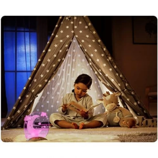 Lampa de veghe pentru copii, 3 niveluri luminozitate, 7 culori lumini, LED, ColorLumy Moon Reer