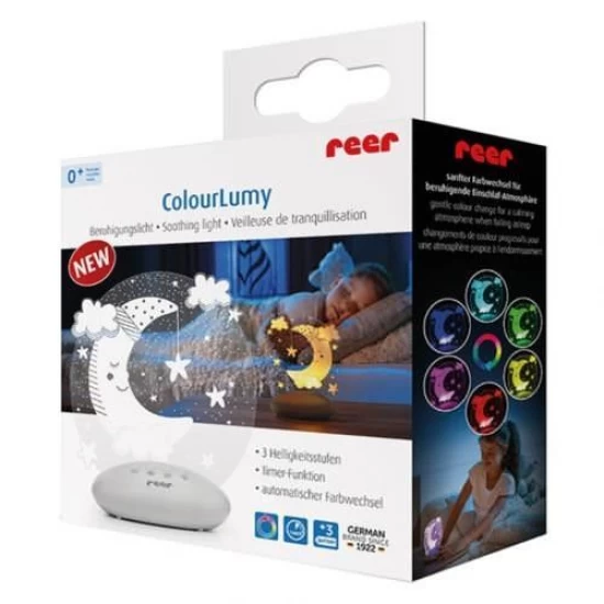 Lampa de veghe pentru copii, 3 niveluri luminozitate, 7 culori lumini, LED, ColorLumy Moon Reer