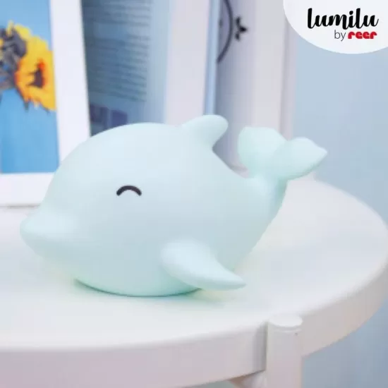 Lampa de veghe cu LED, cu oprire cronometrata, forma delfin albastru Lumilu Sea Life Dolphin Reer