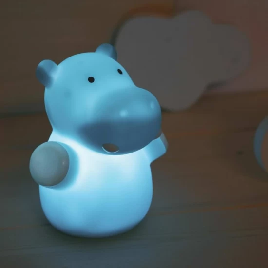 Lampa de veghe cu LED, forma hipopotam, albastru, Lumilu Mini Zoo Hippo, Reer