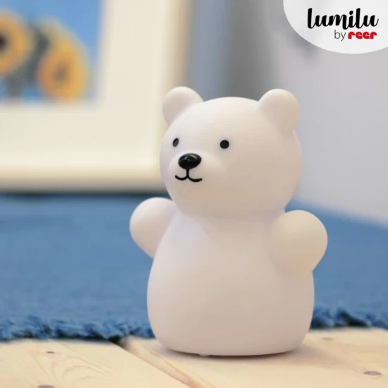 Lampa de veghe cu LED, forma ursulet, alba, Lumilu Mini Zoo Bear, Reer