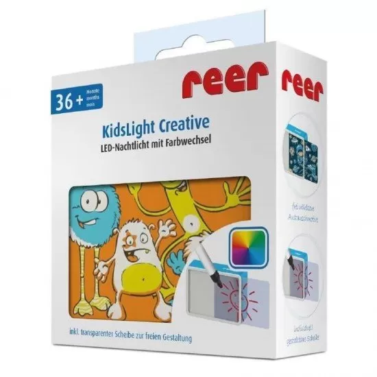Lampa de veghe cu leduri colorate KidsLight Creative Monstrii REER 5276 Lampa de veghe cu leduri colorate KidsLight Creative Monstrii REER 5276
