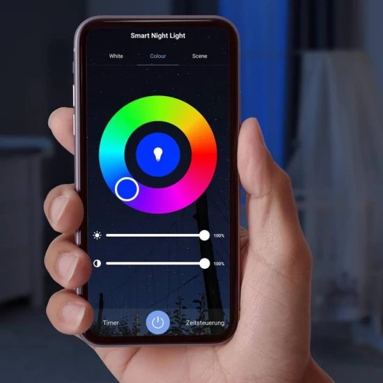 Lampa de veghe inteligenta cu senzor de miscare, comunicare wireless cu smartphone, temporizator, Reer NightGuide SmartLight 52460 Lampa de veghe inteligenta cu senzor de miscare, comunicare wireless cu smartphone, temporizator, Reer NightGuide SmartLight 52460