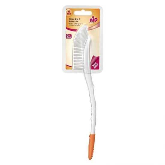 Perie 2 in 1 pentru biberoane si tetine, 0+ luni, nip 37047 Perie 2 in 1 pentru biberoane si tetine, 0+ luni, nip 37047