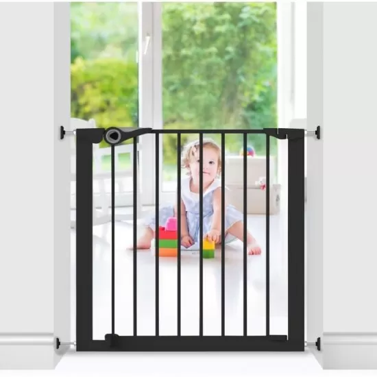 Poarta de siguranta Noma Easy Fit, presiune, 75-82 cm, metal negru, N94313 Poarta de siguranta Noma Easy Fit, presiune, 75-82 cm, metal negru, N94313