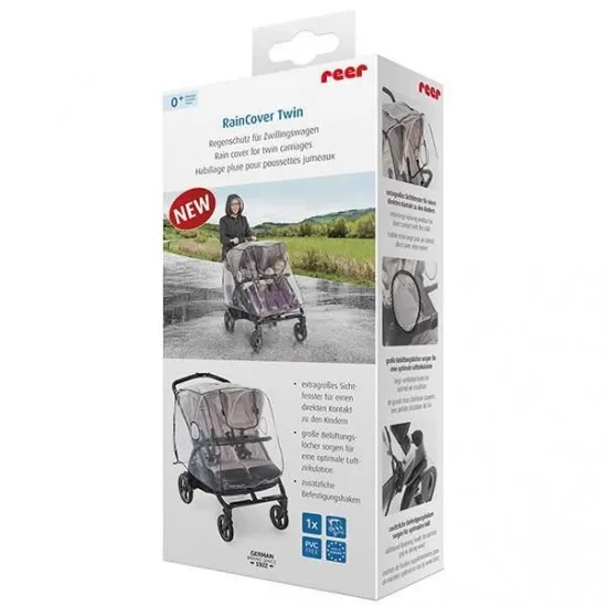 Protectie de ploaie pentru carucioare de gemeni RainCover Twin Reer Protectie de ploaie pentru carucioare de gemeni RainCover Twin Reer