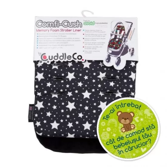 Saltea carucior Comfi-Cush Black and White Stars, 842094 Saltea carucior Comfi-Cush Black and White Stars, 842094