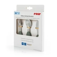 Set 3 tacamuri din otel inoxidabil (furculita, lingurita si cutit), manere din silicon, fara BPA, lavabile in masina de spalat vase, Reer