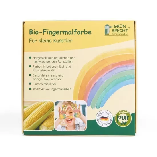 Set 4 culori vopsea organica pentru pictat direct cu palma sau talpa Gruenspecht Set 4 culori vopsea organica pentru pictat direct cu palma sau talpa Gruenspecht