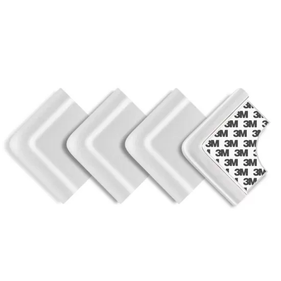 Set 4 protectii de colturi din spuma poliuretan, cu banda adeziva 3M, rezistenta la muscaturi, albe, Reer Set 4 protectii de colturi din spuma poliuretan, cu banda adeziva 3M, rezistenta la muscaturi, albe, Reer