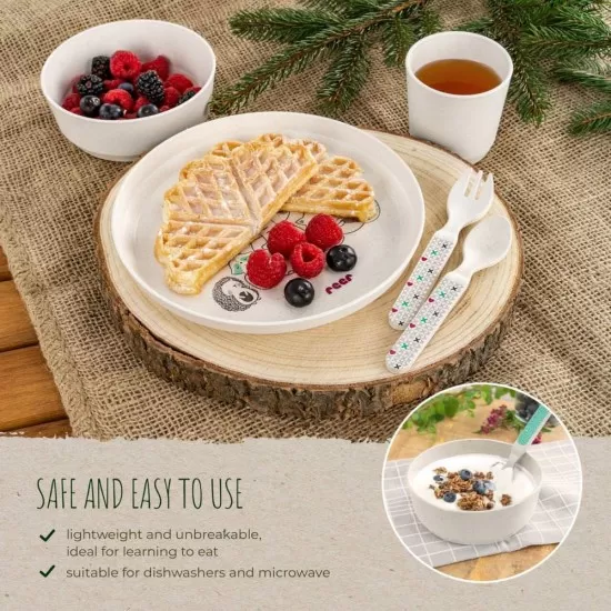 Set 5 piese vesela pentru mancarea copiilor, din materiale naturale, fara BPA, fara melamina, lavabile in masina de spalat vase, Reer Growing 22020 Set 5 piese vesela pentru mancarea copiilor, din materiale naturale, fara BPA, fara melamina, lavabile in masina de spalat vase, Reer Growing 22020