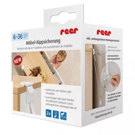 Set fixare anti-inclinare mobilier Reer 73020 Set fixare anti-inclinare mobilier Reer 73020