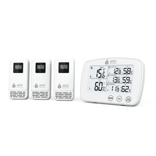 Set Termometru si higrometru digital cu 3 transmitatoare wireless externe Airbi TRIO BI1030 
