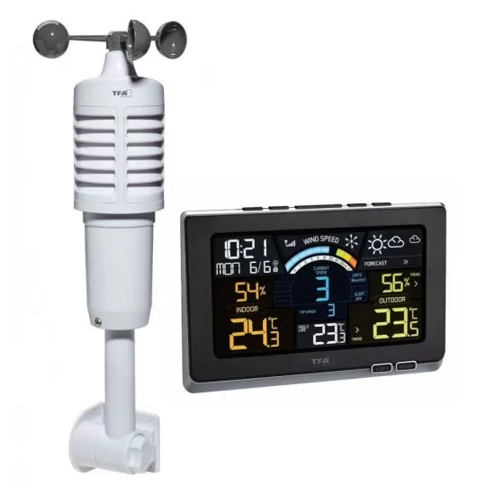 Statie meteo digitala Spring Breeze cu senzor extern wireless de temperatura, umiditate, viteza vant TFA 35.1140.01 Statie meteo digitala Spring Breeze cu senzor extern wireless de temperatura, umiditate, viteza vant TFA 35.1140.01