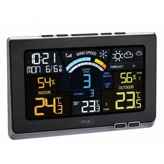Statie meteo digitala Spring Breeze cu senzor extern wireless de temperatura, umiditate, viteza vant TFA 35.1140.01 Statie meteo digitala Spring Breeze cu senzor extern wireless de temperatura, umiditate, viteza vant TFA 35.1140.01