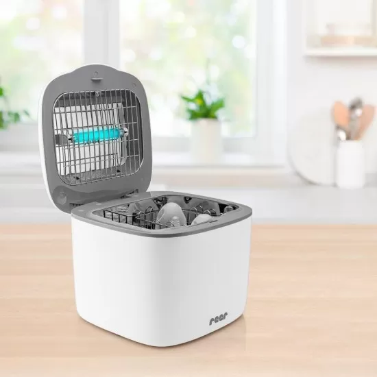 Sterilizator UV pentru biberoane, cu functie de uscare, pana la 12 biberoane, Reer 36120 Sterilizator UV pentru biberoane, cu functie de uscare, pana la 12 biberoane, Reer 36120