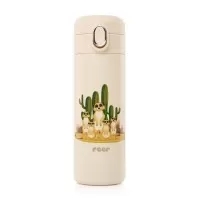 Sticla de baut cu pai din silicon pentru copii, din otel inoxidabil, 350ml, alb-crem, Reer 