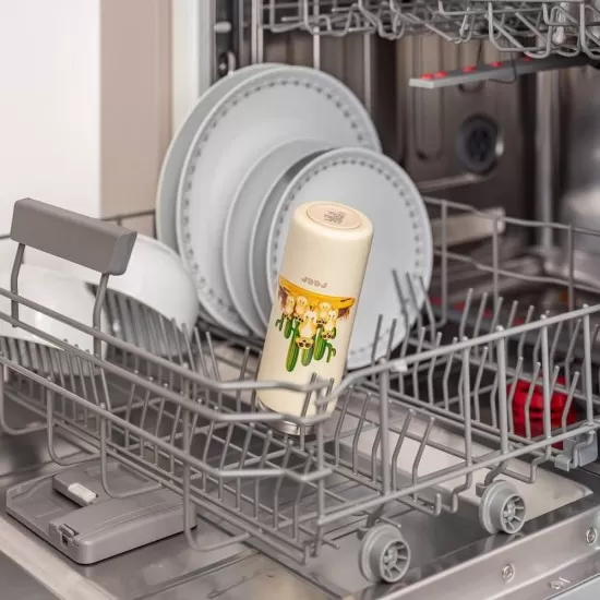 Sticla de baut cu pai din silicon pentru copii, din otel inoxidabil, 350ml, alb-crem, Reer Sticla de baut cu pai din silicon pentru copii, din otel inoxidabil, 350ml, alb-crem, Reer