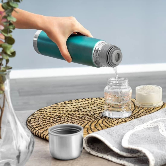 Sticla termos din otel inoxidabil vidat ColourCup, 450 ml, albastru, Reer Sticla termos din otel inoxidabil vidat ColourCup, 450 ml, albastru, Reer