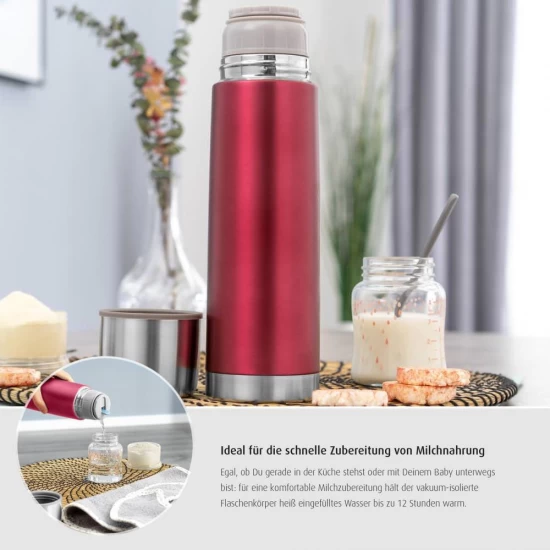 Sticla termos din otel inoxidabil vidat ColourDesign, 450 ml, rosu, Reer 90504 Sticla termos din otel inoxidabil vidat ColourDesign, 450 ml, rosu, Reer 90504