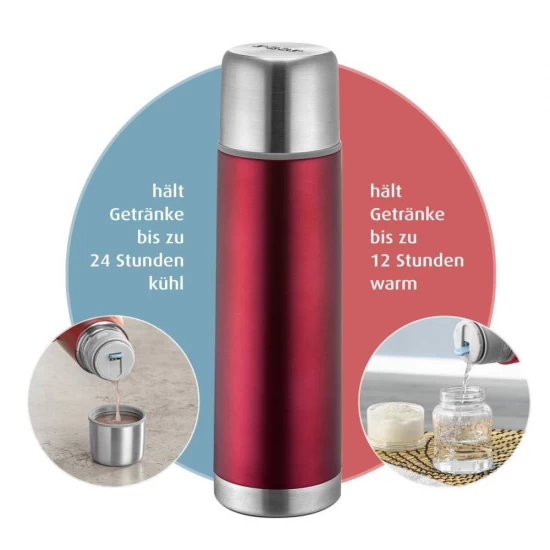 Sticla termos din otel inoxidabil vidat ColourDesign, 450 ml, rosu, Reer 90504 Sticla termos din otel inoxidabil vidat ColourDesign, 450 ml, rosu, Reer 90504